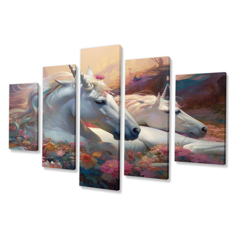 «Shotwell - Fantasy Unicorn», reproduction d'art sur toile - 5 panneaux
