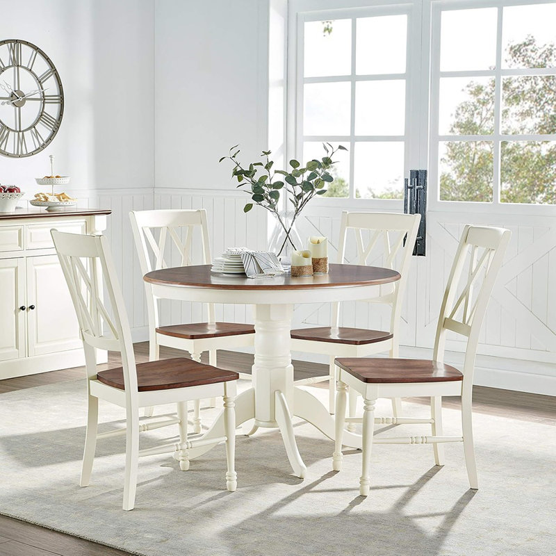 Ensemble de table de salle à manger traditionnelle pour 4 personnes Shelby Furniture, blanc vieilli