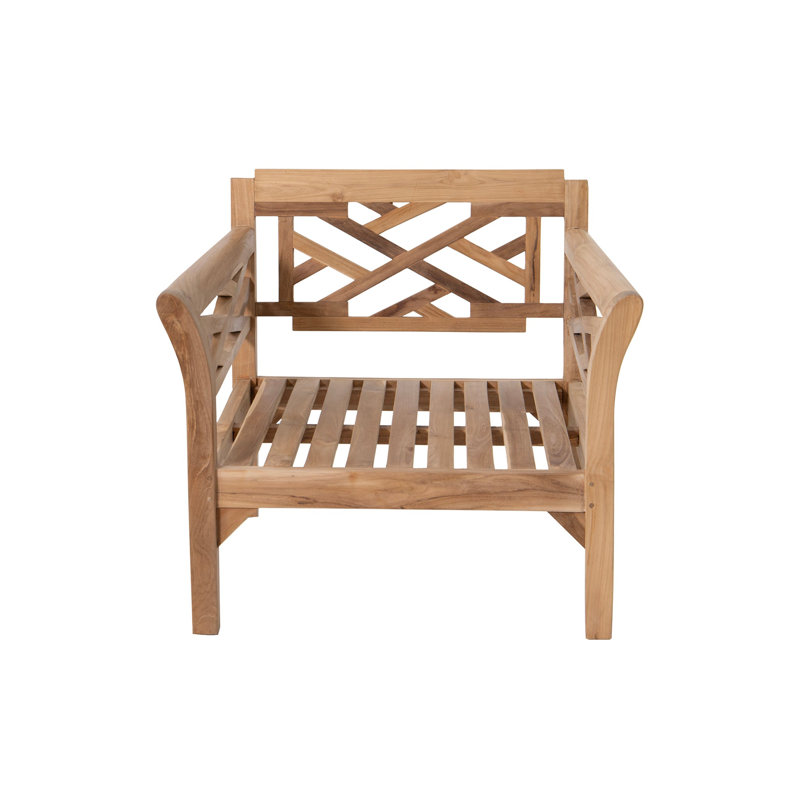 Monterey Teak Outdoor Club Chair with Sunbrella Cushions, Natural