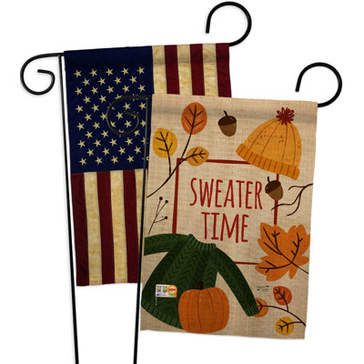 Drapeau de jardin en polyester 19 po x 13 po Sweater Time