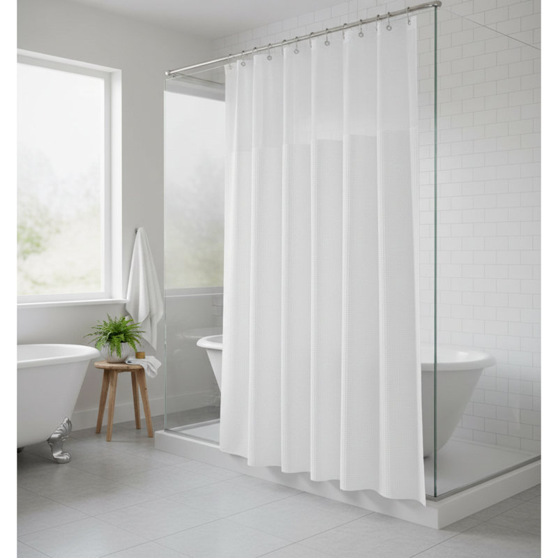 Waffle Weave Shower Curtain Set