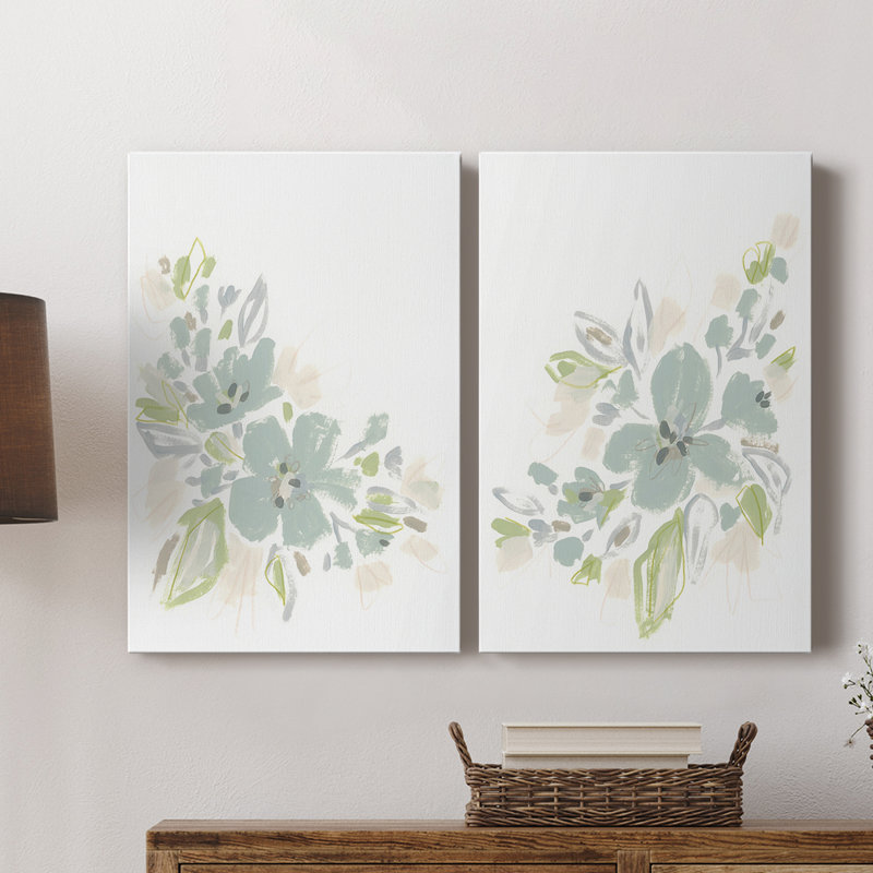 «Seafoam Petals» - Toile tendue avec châssis de qualité supérieure - Prêt à être accroché, H 48 po x l 32 po