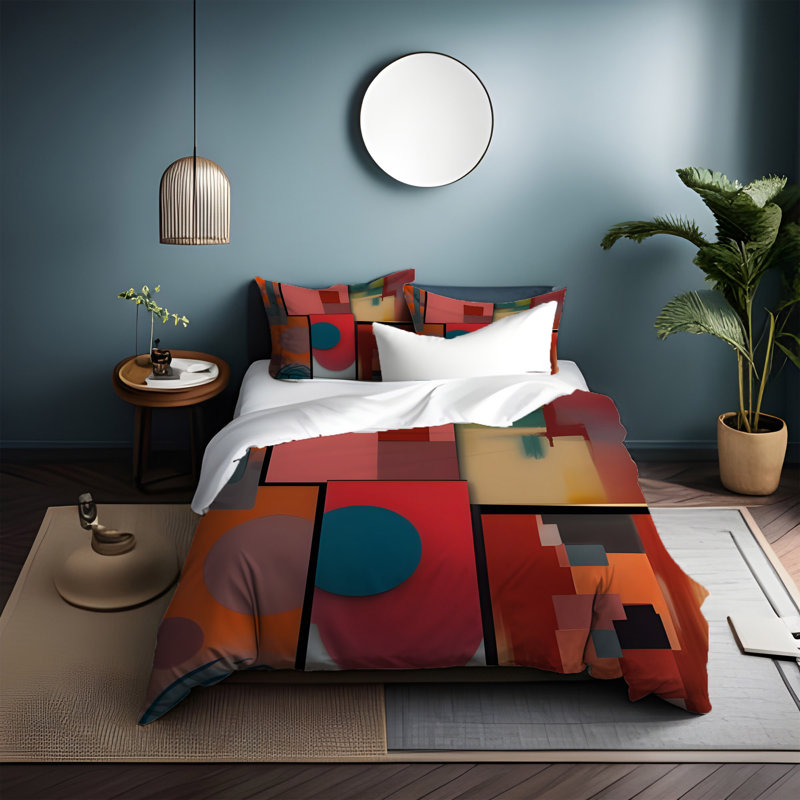 Polyester Abstract Duvet Cover, King Duvet Cover + 2 King Shams