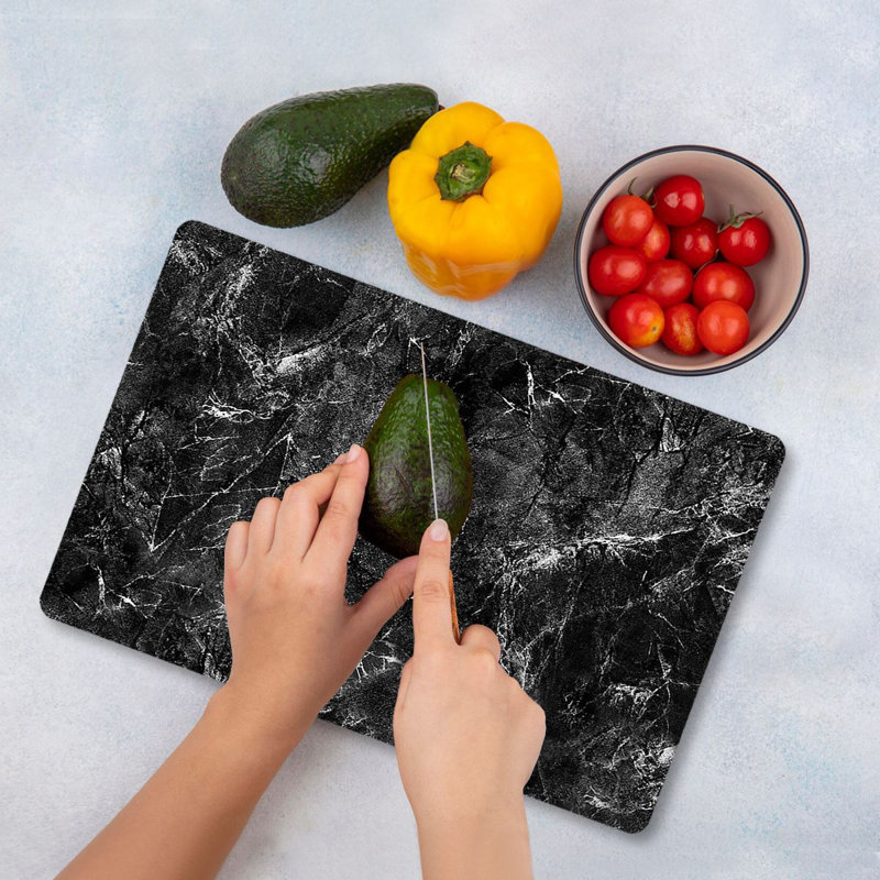 Tempered Glass Cutting Board, 7.9 x 11.8 inches | 100% Antibacterial, Easy-Clean Surface, Non-Slip Silicone Feet | Perfect for Food Prep & Serving, Durable & Stylish Kitchen Essential, Not Dishwasher Safe