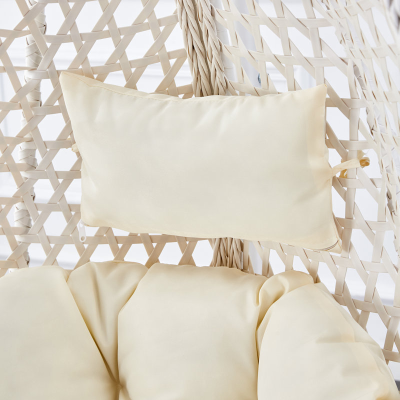 Fauteuil à œufs en osier avec support en C et support en C Chaviano Modern, Blanc