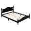 Lit plateforme grand style rétro, bois noir avec lattes de taille solide, support stable