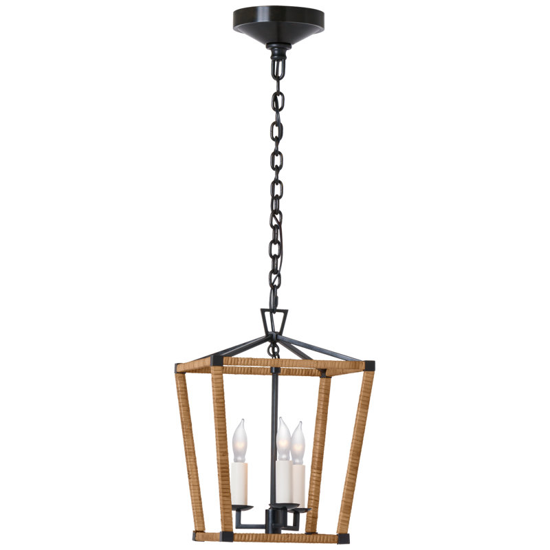 Darlana 3 - Light Square/Rectangle Lantern, Aged Iron/Natural Rattan