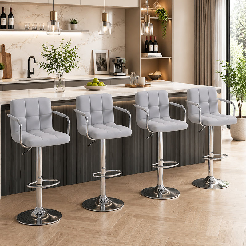 Tabourets de bar industriels pivotants avec accoudoirs, tabouret de comptoir ergonomique en similicuir pour îlot de cuisine et bar pour la maison