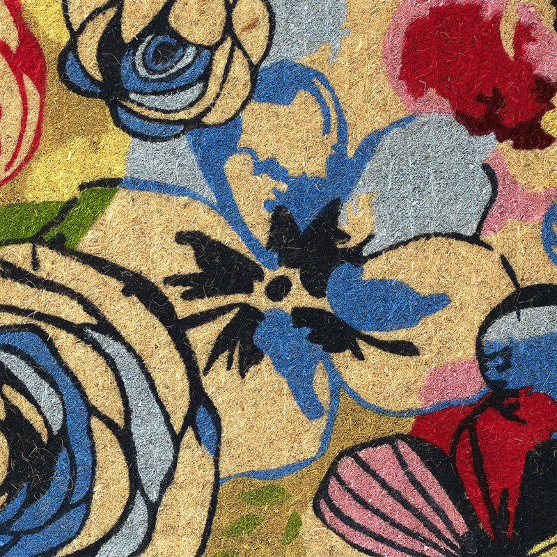 Dekel Watercolor Floral Coconut Coir Entryway Doormat, 24" x 36" Thick