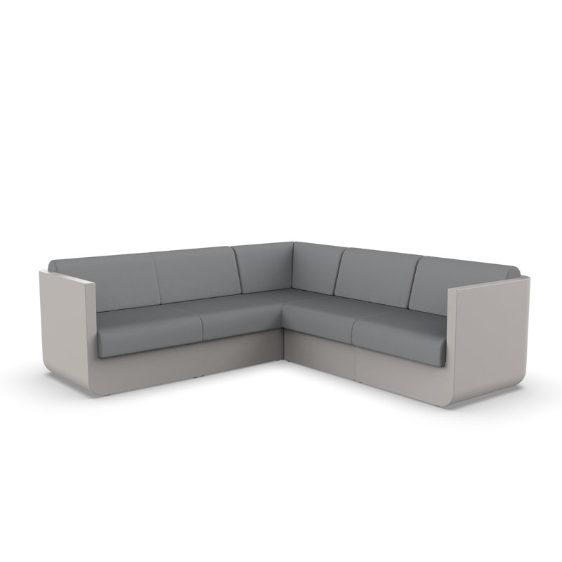 Ulm 94" Wide Outdoor Reversible Patio Sectional with Cushions, Black, Nautical Taupe