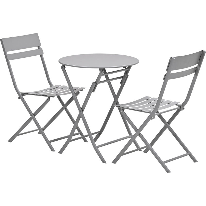 2 - Person Patio Dining Set Round Table, Grey