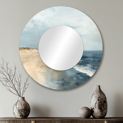 Blanc, bleu, océan côtier, oasis retrouvée - miroir mural nautique, impression sur métal