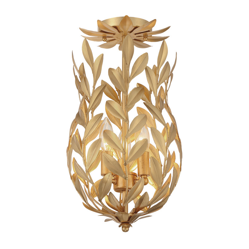 Taliaferro 3 Light Matte Semi Flush Mount, Gold