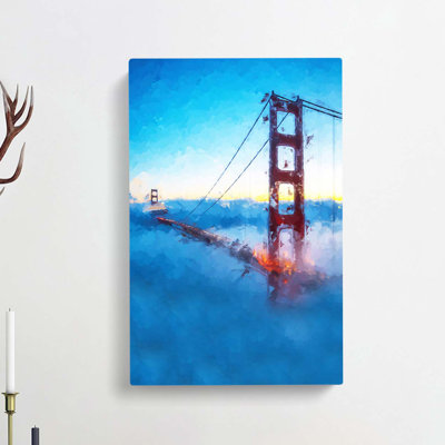 Mist Over The Golden Gate Bridge In Abstract - Wrapped Canvas