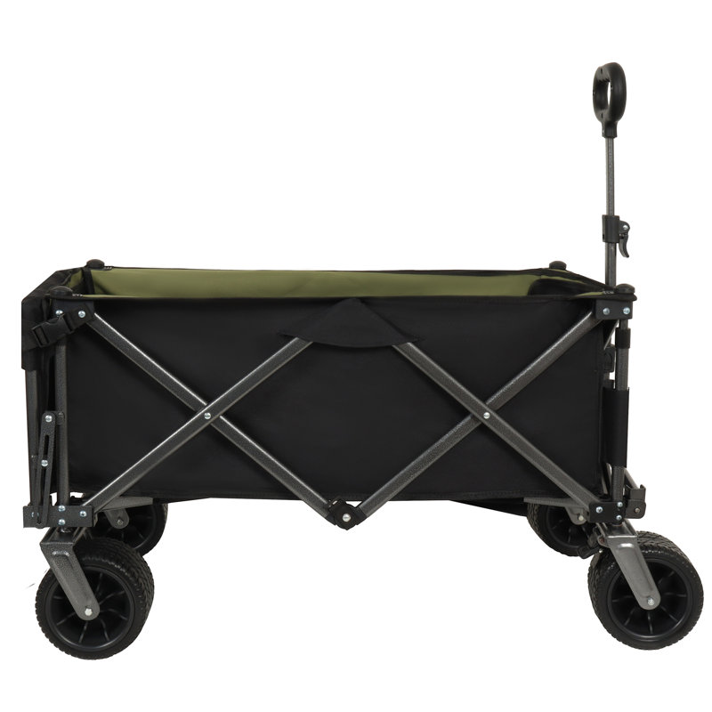Chariot pliant pliable extra long de 300 L et 49 po avec hayon arrière, grandes roues de 7 po x 4 po tout-terrain, chariot de plage Chariot de plage pliable robuste de 400 lb pour le camping de sports de jardin