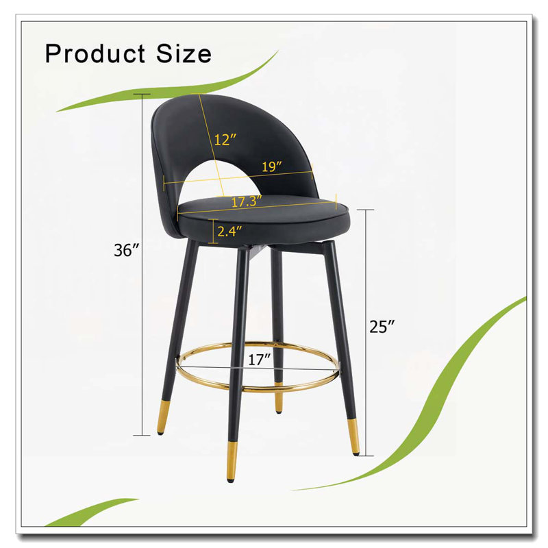Tabouret de bar en polyuréthane revêtu de polyuréthane, Noir