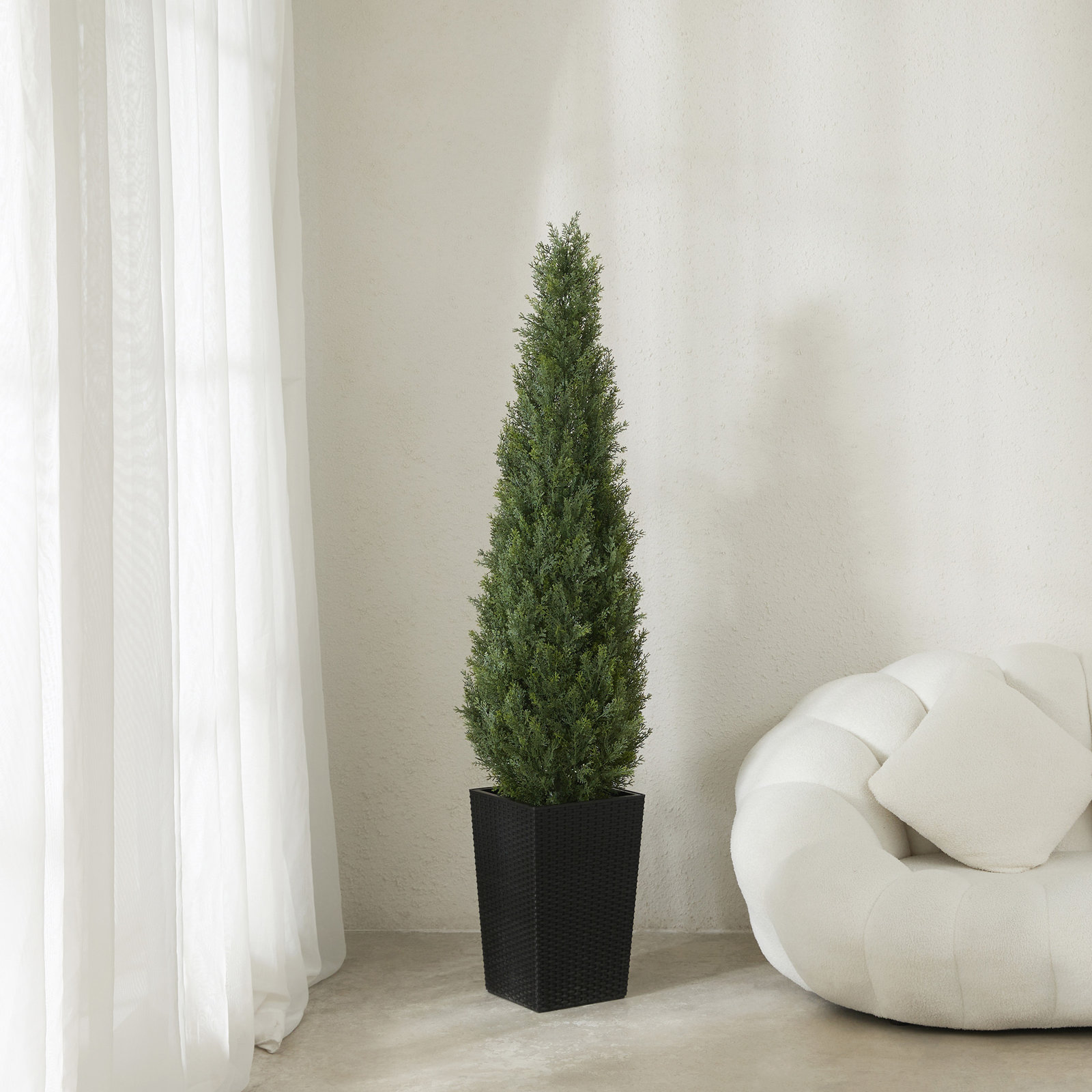 Adcock 60" Cedar Topiary in Decorative Vase, 1, Black