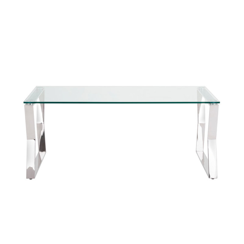 Groningen Glass Top Coffee Table, Silver