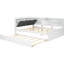 Lit plateforme double en bois pleine grandeur blanc avec lit gigogne, rangement pour tête de lit et tablettes supplémentaires - tablettes polyvalentes pour maximiser l'espace de rangement