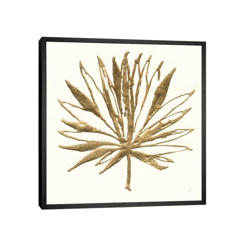 Gilded Palm VII by Chris Paschke - Painting on Canvas, 93.98cm H x 93.98cm W x 3.81cm D, Black Framed Canvas