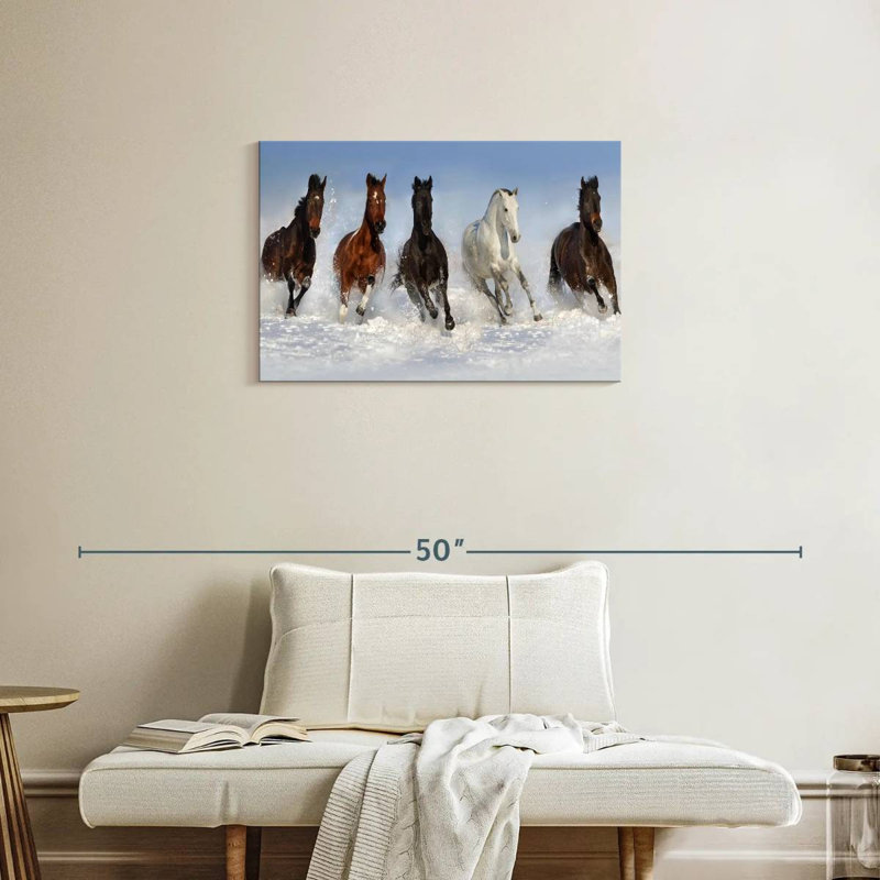 Crowle Horses dans la neige, H 20 po x l 30 po