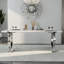 Ensemble de table de salle à manger 9 pièces blanc et argent moderne avec 8 chaises en cuir blanches-819436152-819436100-819436153
