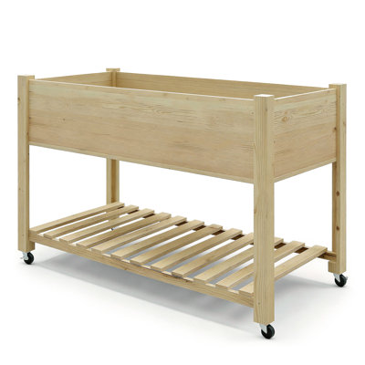 Jardinière surélevée jaune sur roulettes de 48 po de largeur x l 24 po x H 30 po avec jardin et jardin