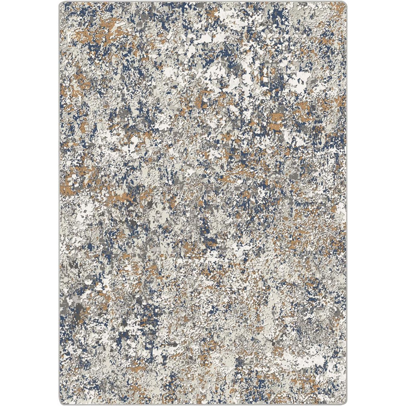 8x10 Area Rug, Machine Washable, Abstract Design, Low-Pile, Non-Slip,Mix Gold