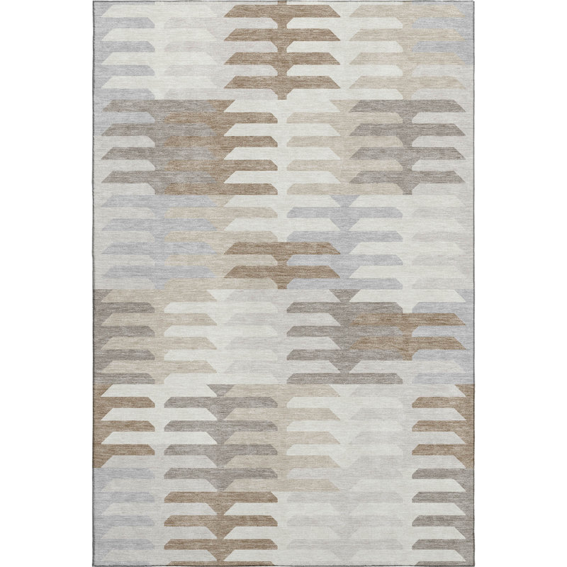 Premium Machine Washable Mayfield AMF2328 Geometric Rug, Ivory, 10' x 14'
