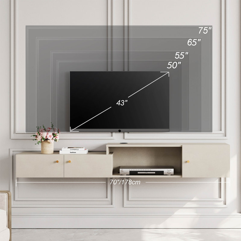 Meuble télé flottant pour téléviseur de 75 po ou moins Deyana, L 70 po