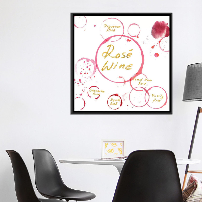 «Rose Wine», impression sur toile, H 18 po x l 18 po x P 1,5 po, Toile avec cadre noir, Pas de tapis