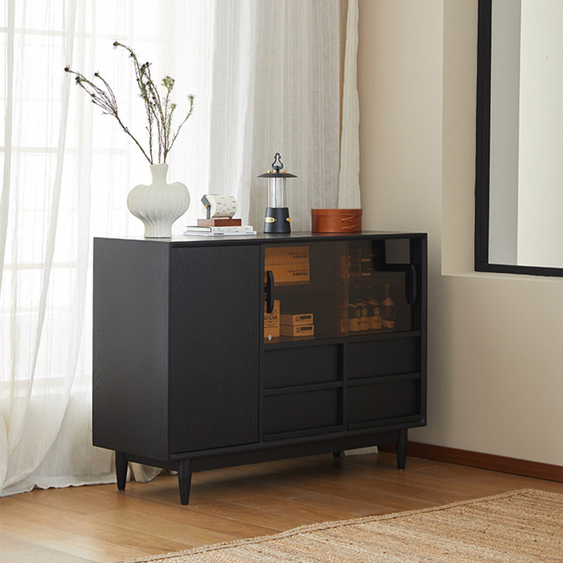 Buffet de rangement en bois d'hévéa Wabi-Sabi, H 33,5 po x l 47,2 po x P 15,7 po