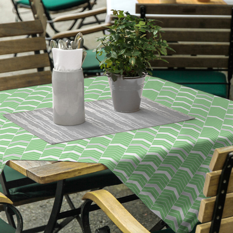 Nappe à chevrons à traits Stephenie, Vert / Gris