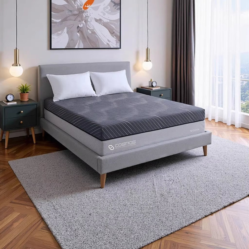Matelas hybride SUN QUEEN de 14 po - Grand lit, gris, ressorts ensachés et mousse viscoélastique, Grand lit
