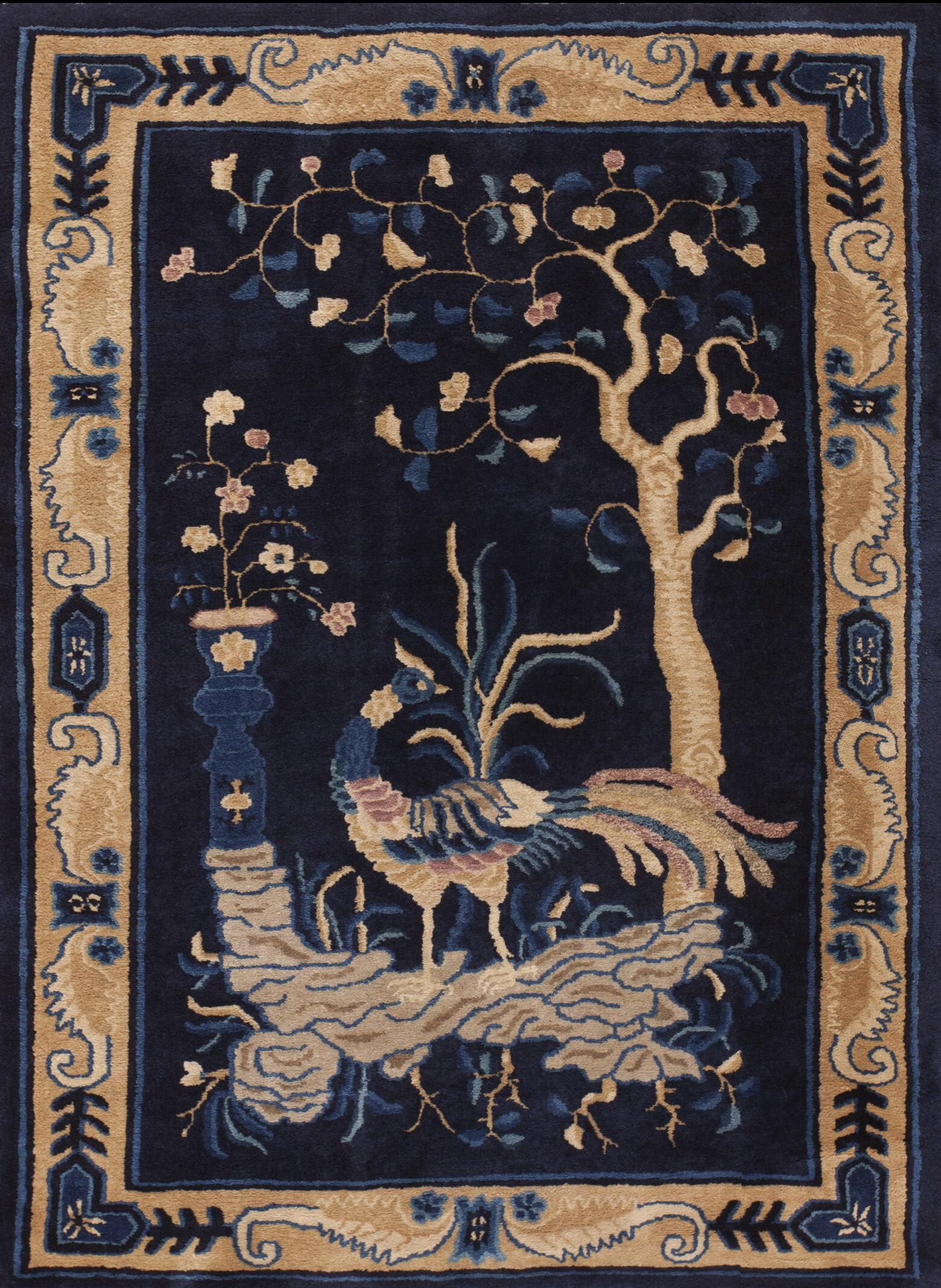 Peking Pattern Rugs On Net Small Blue Chinese Artistic Graceful Bird Of Paradise ...
