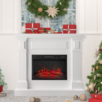 43.31" Electric Fireplace With Mantel, 1500W Freestanding Heater With Remote Control