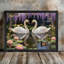 Art de l'étang de nénuphars avec cygne noir, impression de peinture de faune romantique-2026607595