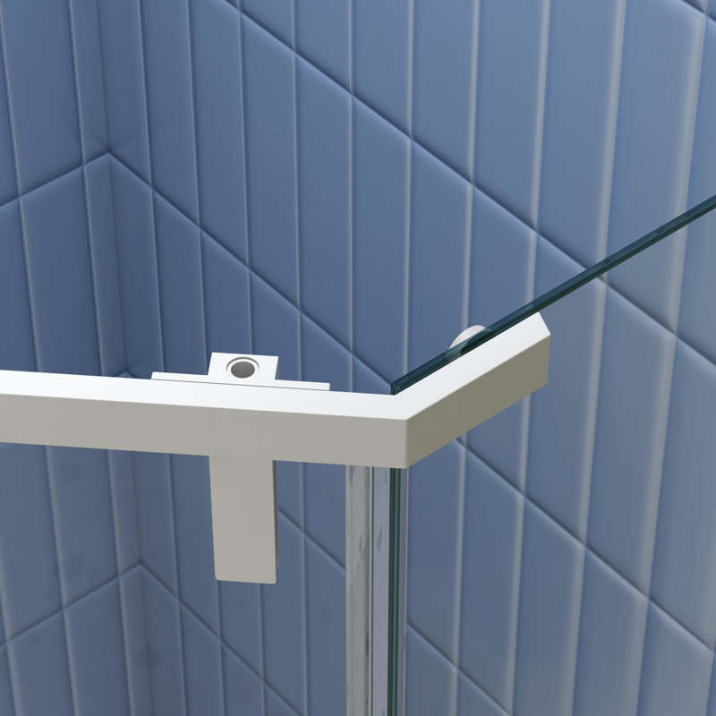 1/4" Tempered Glass Pivot Shower Enclosure - Matte White 34.75 In. X 72 -angle Easy To Install Smooth Mechanism Function Leakage Design