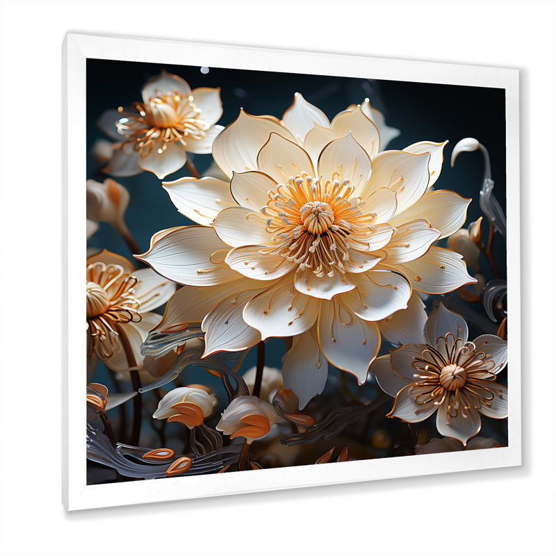 Opulent Reflections Lotus III - impression, Cadre simple blanc, H 36 po x l 36 po x P 1,5 po