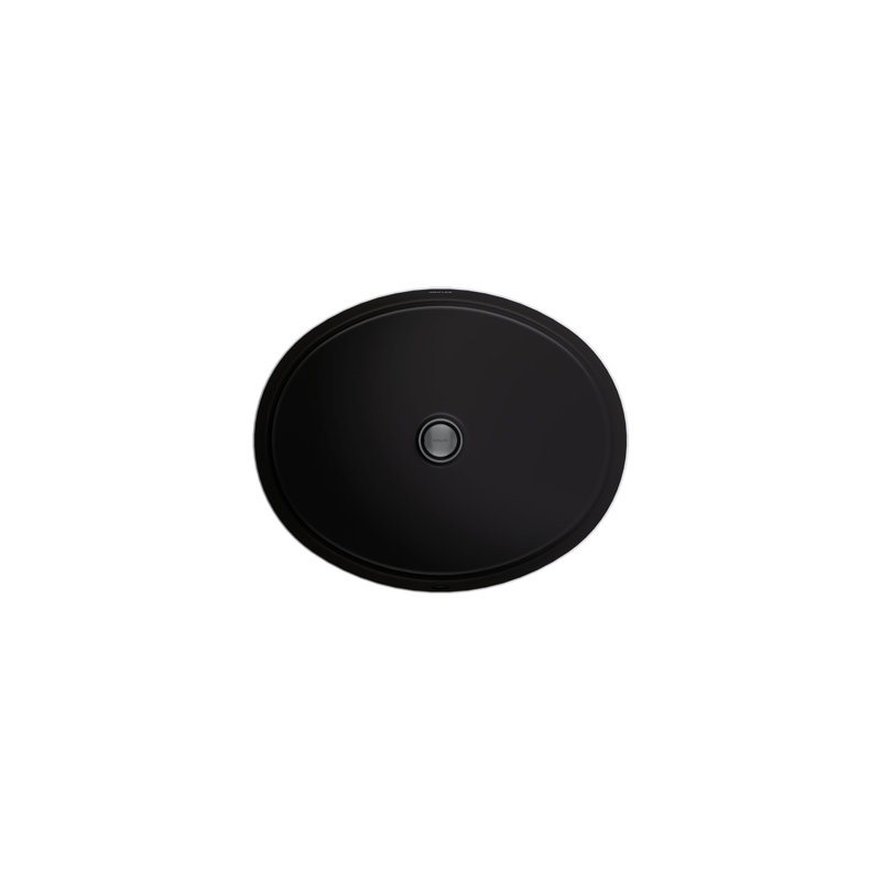 Verticyl Ceramic Oval Undermount Bathroom Sink with Overflow, Black