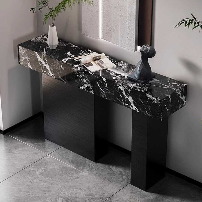 Console légère et luxueuse., H 33,5 po x l 59 po x P 13,8 po, Noir, Blanc/Noir