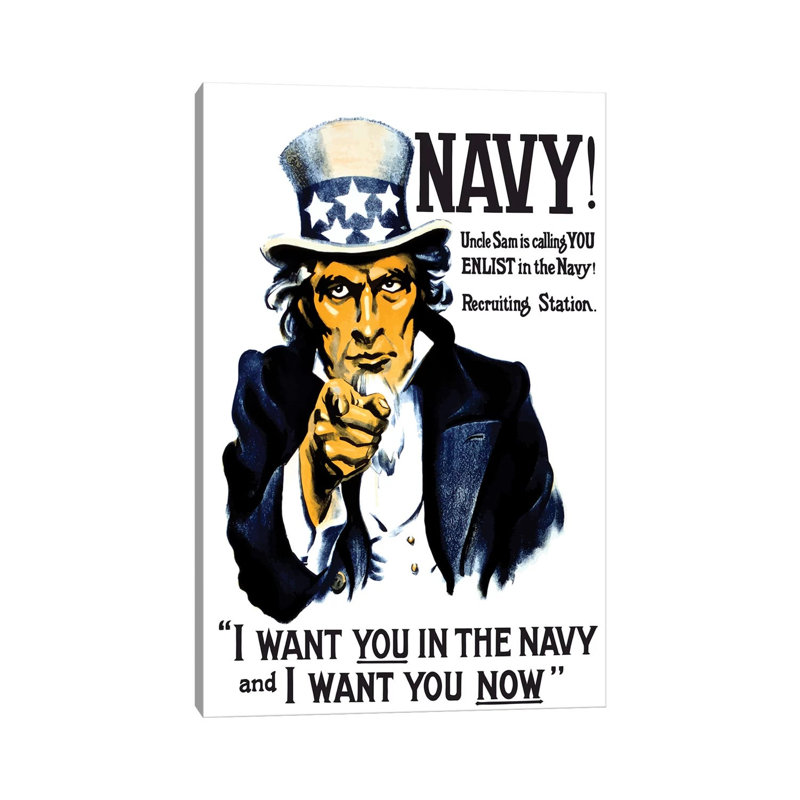 Vintage WWI Poster Of Uncle Sam Pointing At The Reader - Wrapped Canvas Print, 20.32 cm H x 30.48 cm W