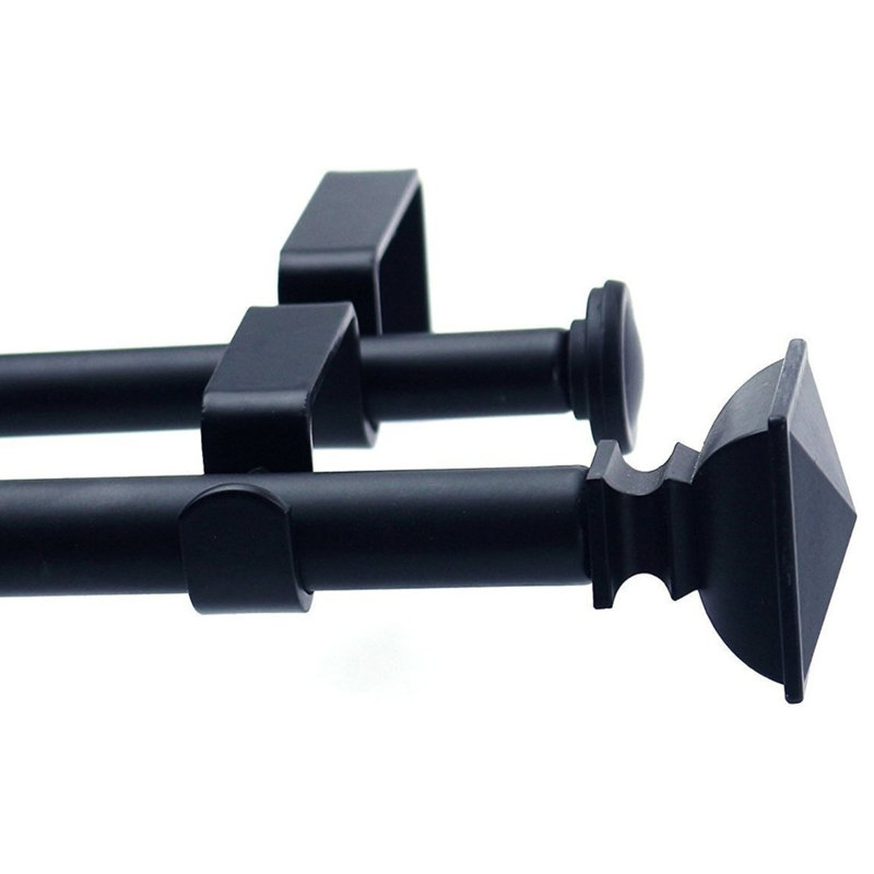 Tringle à rideaux double réglable Signorelli, Noir, H 0,63 po x l 48 po x P 0,63 po