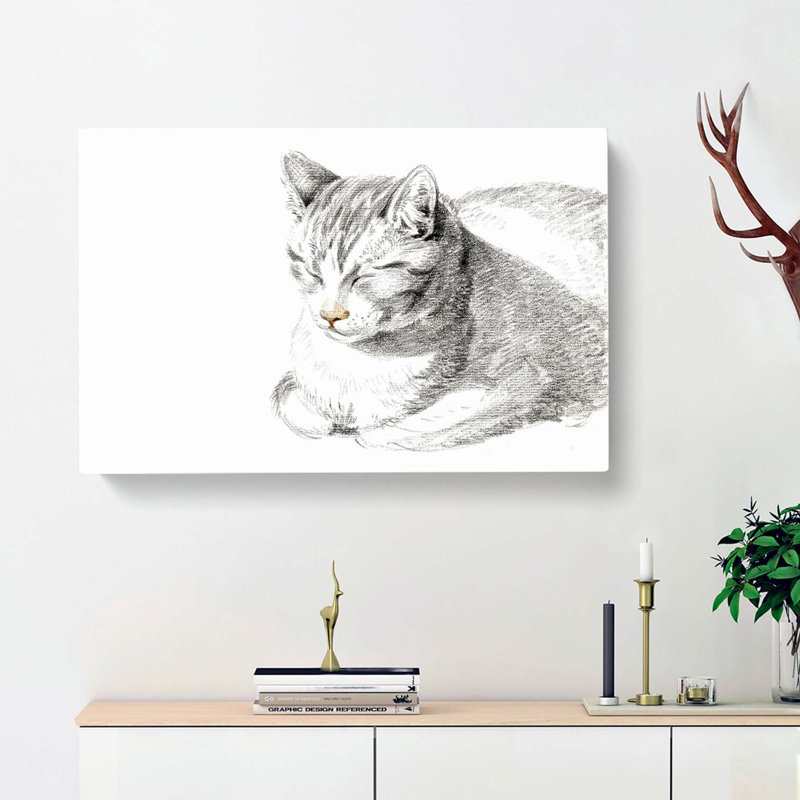 Cat At Peace by Jean Bernard - Wrapped Canvas Print, 50cm H x 76cm W x 3cm D