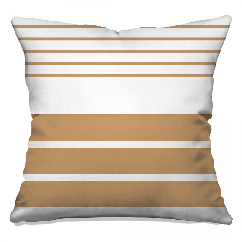 Coussins décoratifs à rayures blanches et beige, 14 x 14 inches