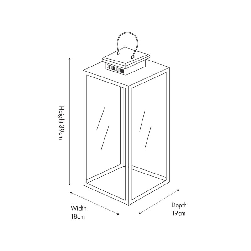 Metal Lantern, 39cm H x 18cm W x 39cm D, Silver