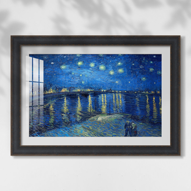 La Nuit étoilée sur le Rhône, 1888 - Vincent van Gogh - Reproduction encadrée sur mesure, Perle texturée gris anthracite