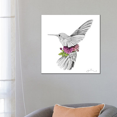 Colibri et dhalias par Yanin Ruibal - reproduction