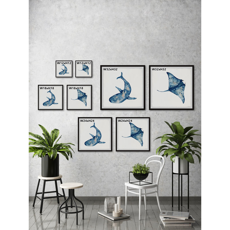 Shark and Stingray par Marmont Hill - ensemble de 2 reproductions de cadres photo, H 12 po x l 12 po