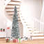 9' Tall Unlit Snow-Flocked Slim Artificial Christmas Tree With Realistic Branches And 1014 Tips